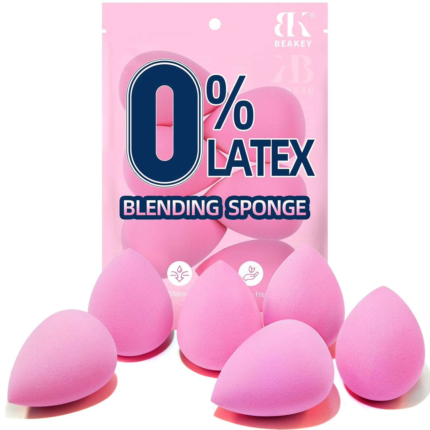 BEAKEY Super Soft Makeup Sponge Set of 6, Makeup Sponges for Foundation, Liquid,...