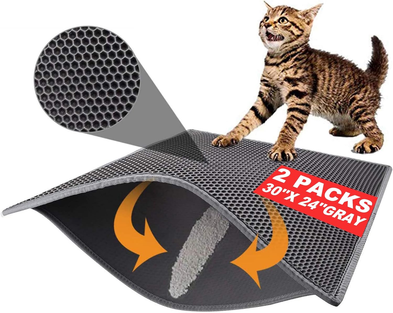 Pieviev 2 Packs Cat Litter Mat Double Layer Waterproof Urine Proof Trapping Mat...