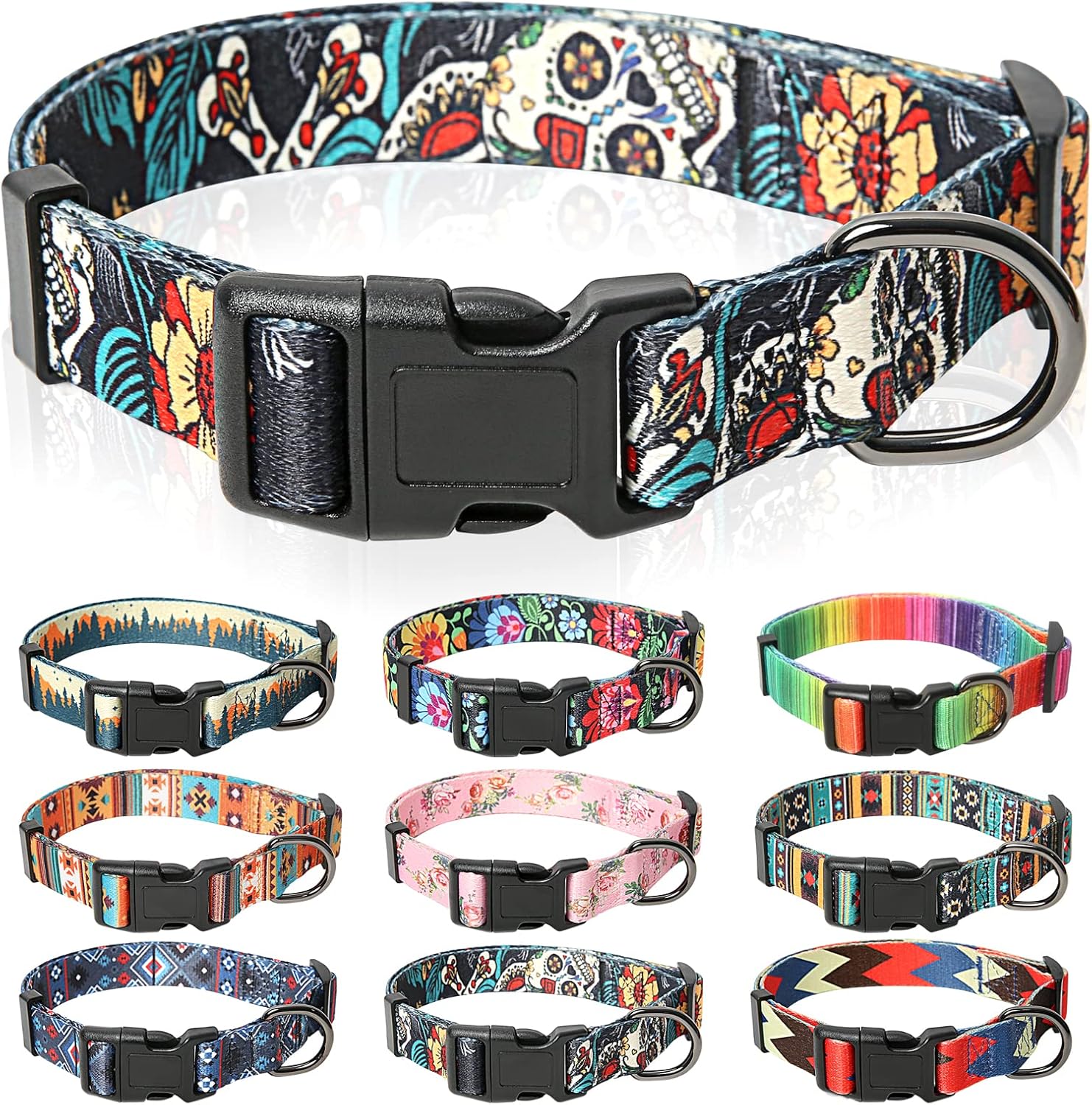 HEELE Dog Collar Small Dog Collar Multi-Colour Patterned Soft Comfy Dog Pet Coll...