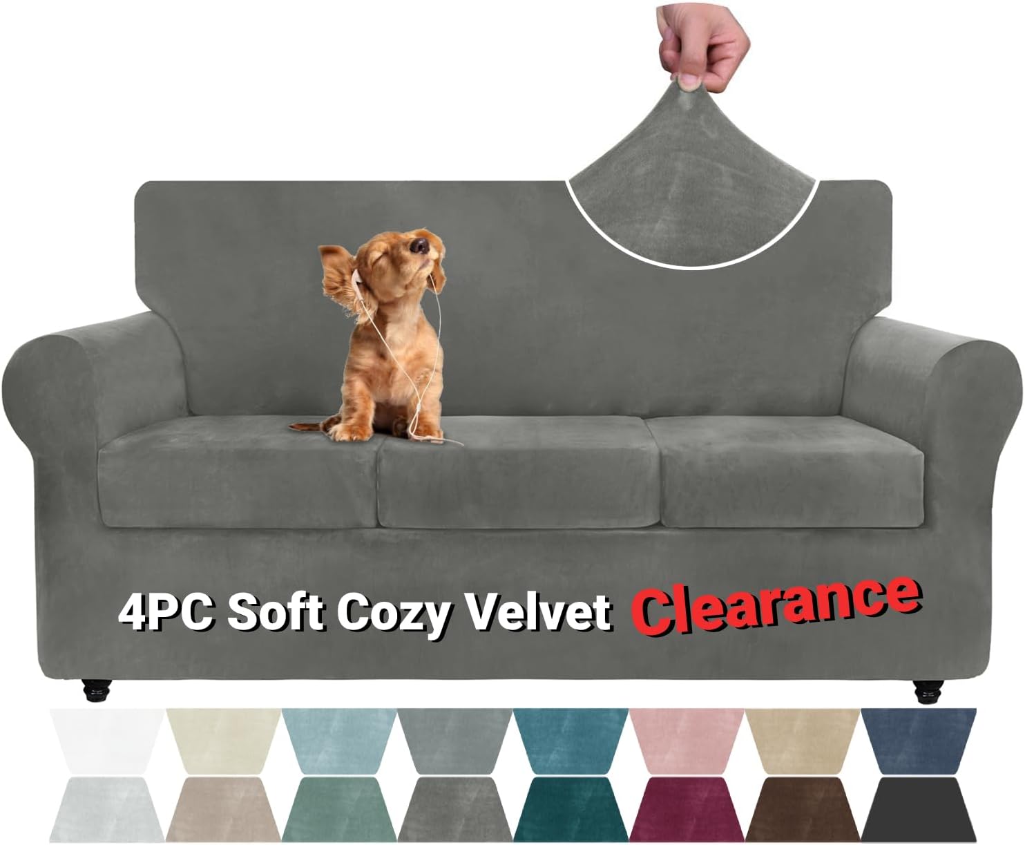 ZNSAYOTX Velvet Couch Cover, High-Quality 4 Piece Stretch Sofa Covers, Innovativ...