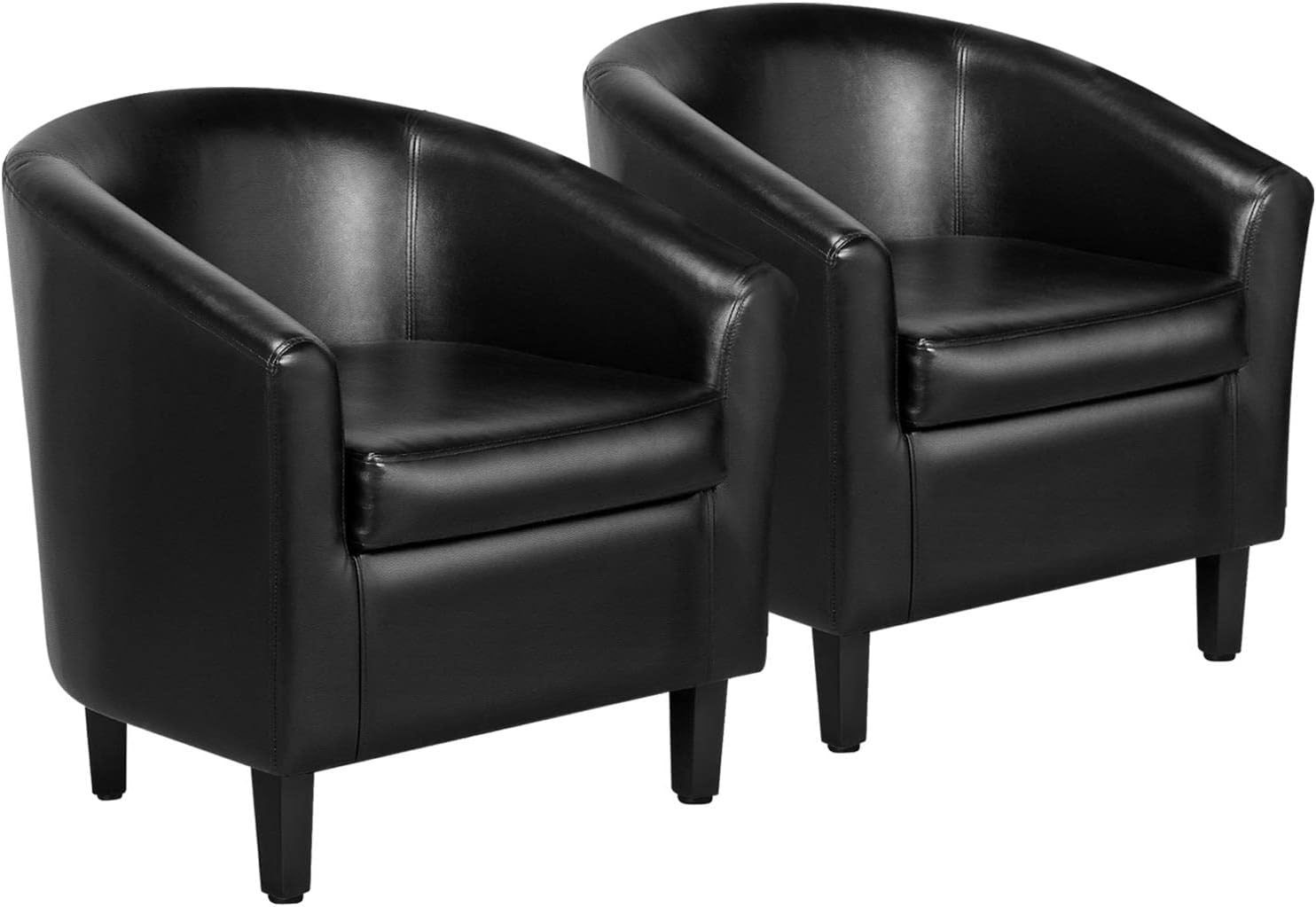 Yaheetech Barrel Chairs Set of 2, Faux Leather Club Chairs, PU Leather Accent Ch...