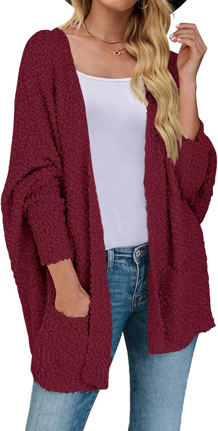 ZESICA Women's Cardigan, Special Fall Winter Popcorn Long Sleeve Open Front Swea...