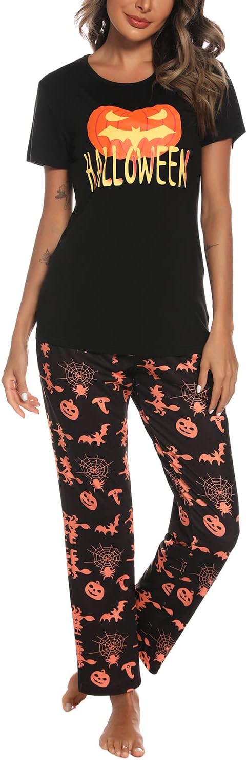 EISHOPEER Women's Pajama Set, Unique Printed Pajama Set, Special Short Sleeve Pa...