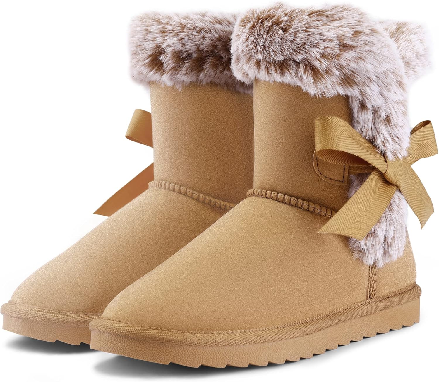 K KomForme Girls Kids Snow Boots, Special Warm Fur Lined Slip On Outdoor Winter...