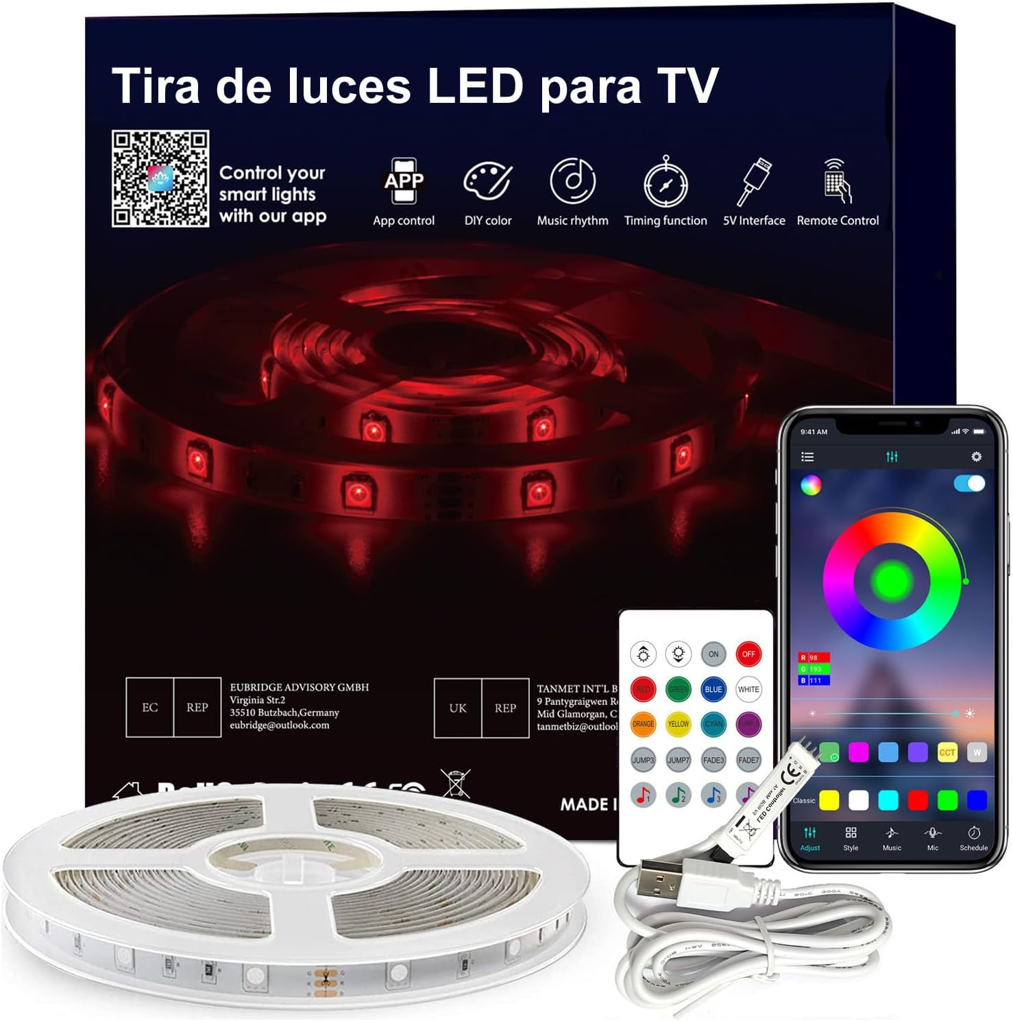 LED Strip Lights for TV, USB TV Backlight Kit with Remote, APP Control Sync to M...