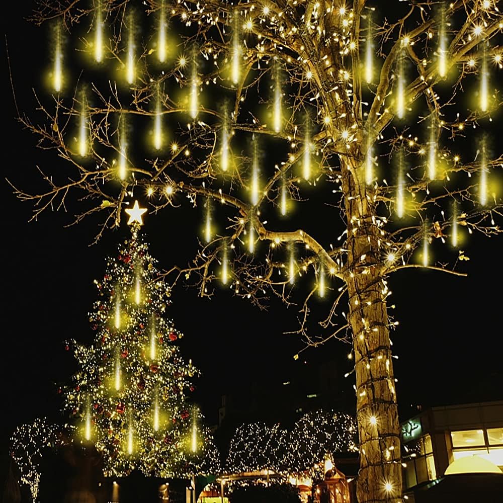 Kwaiffeo Outdoor Christmas Lights, Meteor Shower Lights 12 inch 8 Tube 192 LED I...