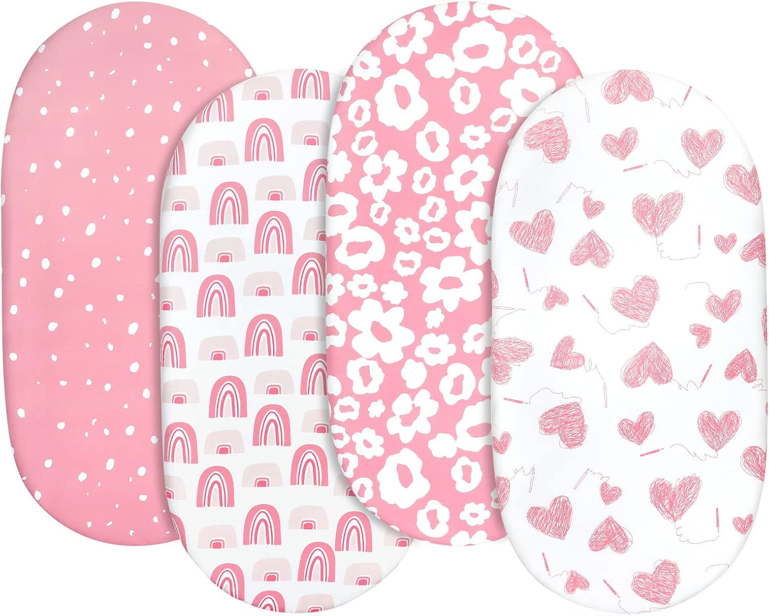 Gllquen Baby Bassinet Sheets 4 Pack, Breathable Cozy Fitted Mattress Sheet, Elas...