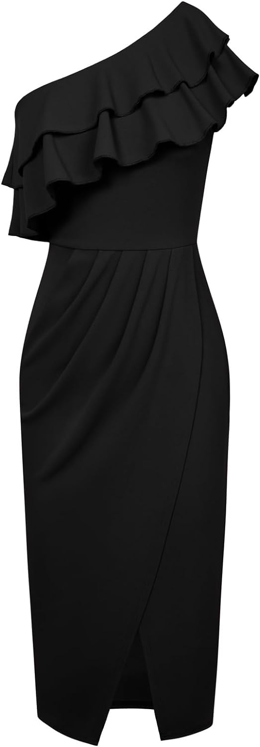 GRACE KARIN Women's One Shoulder Cocktail Dress Sleeveless Sexy Ruched Bodycon L...