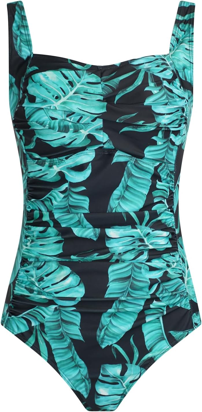 Aidotop Womens One Piece Swimsuit Tummy Control Swimwear with Retro Ruched Monok...