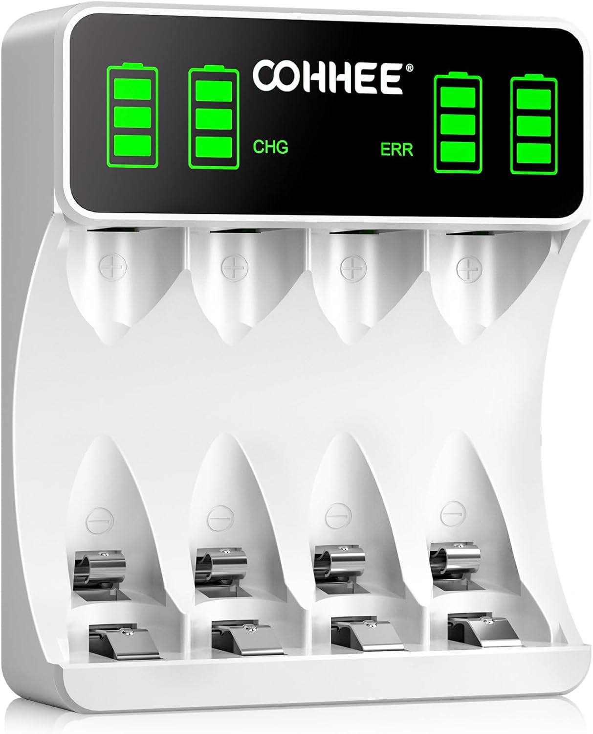 OOHHEE Battery Charger with 4 Slots, Individually Charger for AA AAA Rechargeabl...