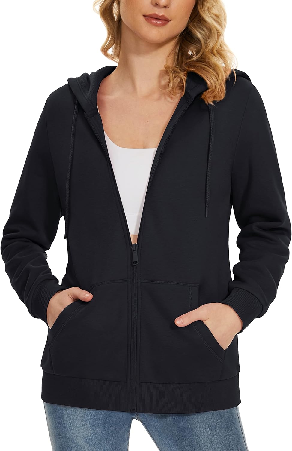 MAGCOMSEN Women's Fleece Lined Zip Up Hoodies, Special Casual Hooded Jacket for...
