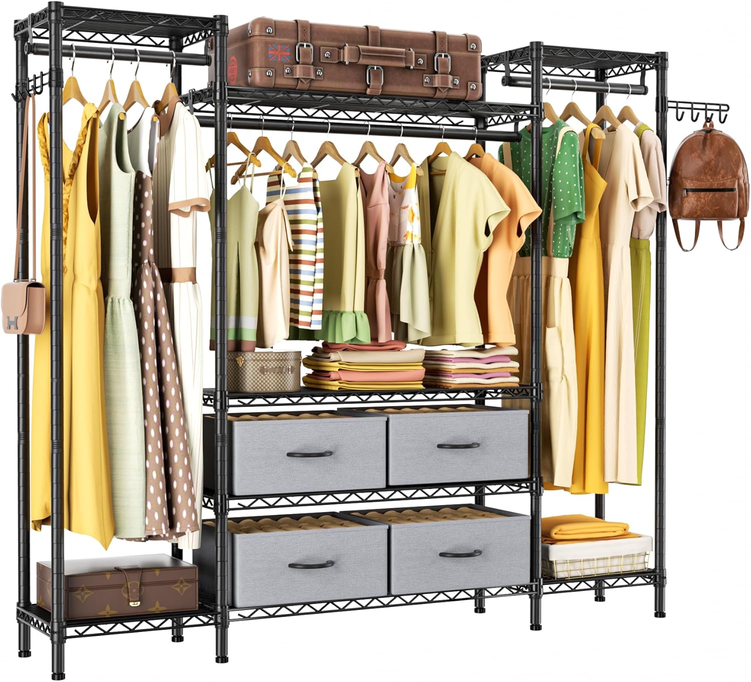 Large Garment Rack Heavy Duty Clothes Rack,Freestanding Closet Portable Clothing...