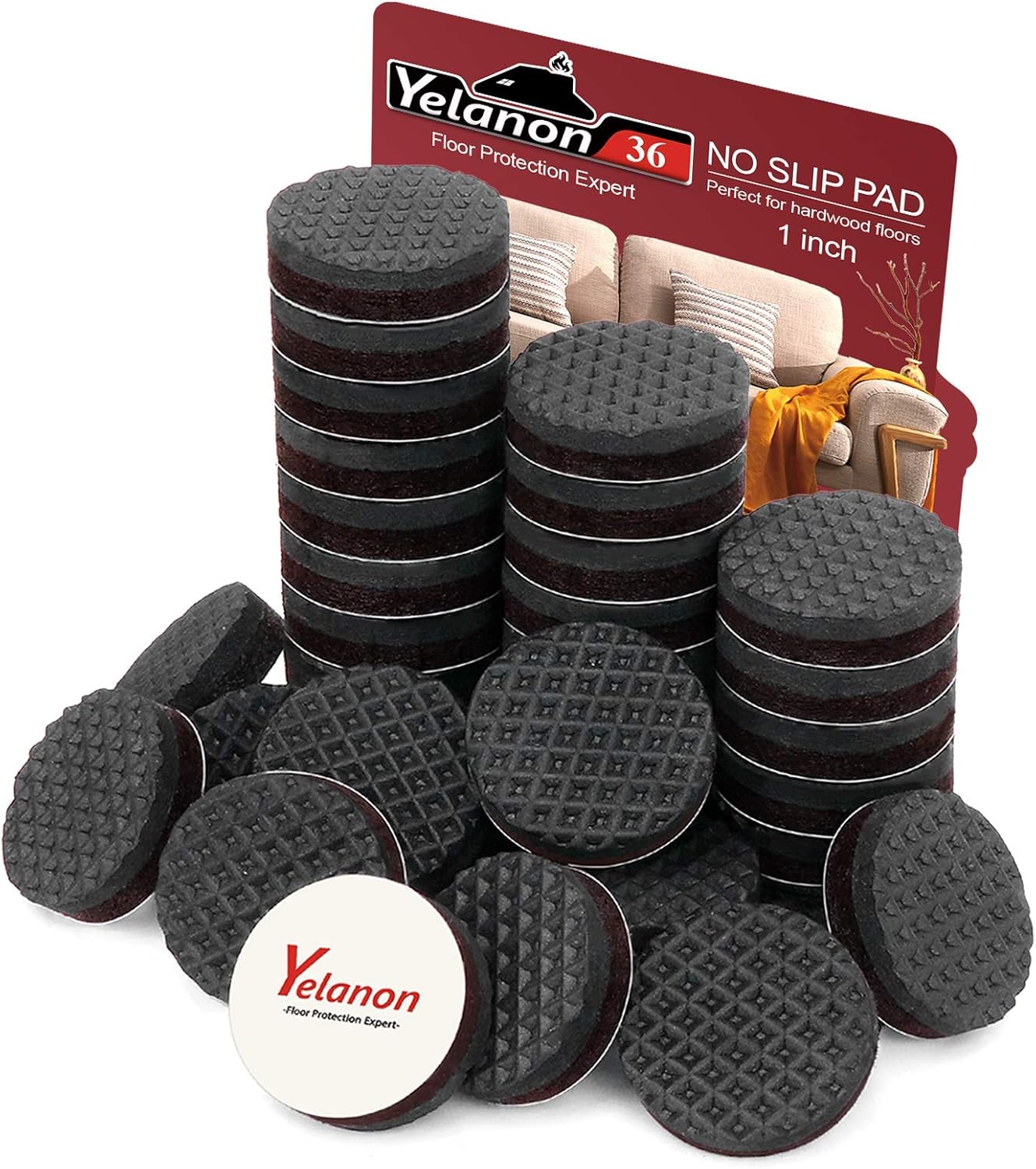 Yelanon Non Slip Furniture Pads 36 pcs 25mm Anti Skid Furniture Pads Stopper Sel...