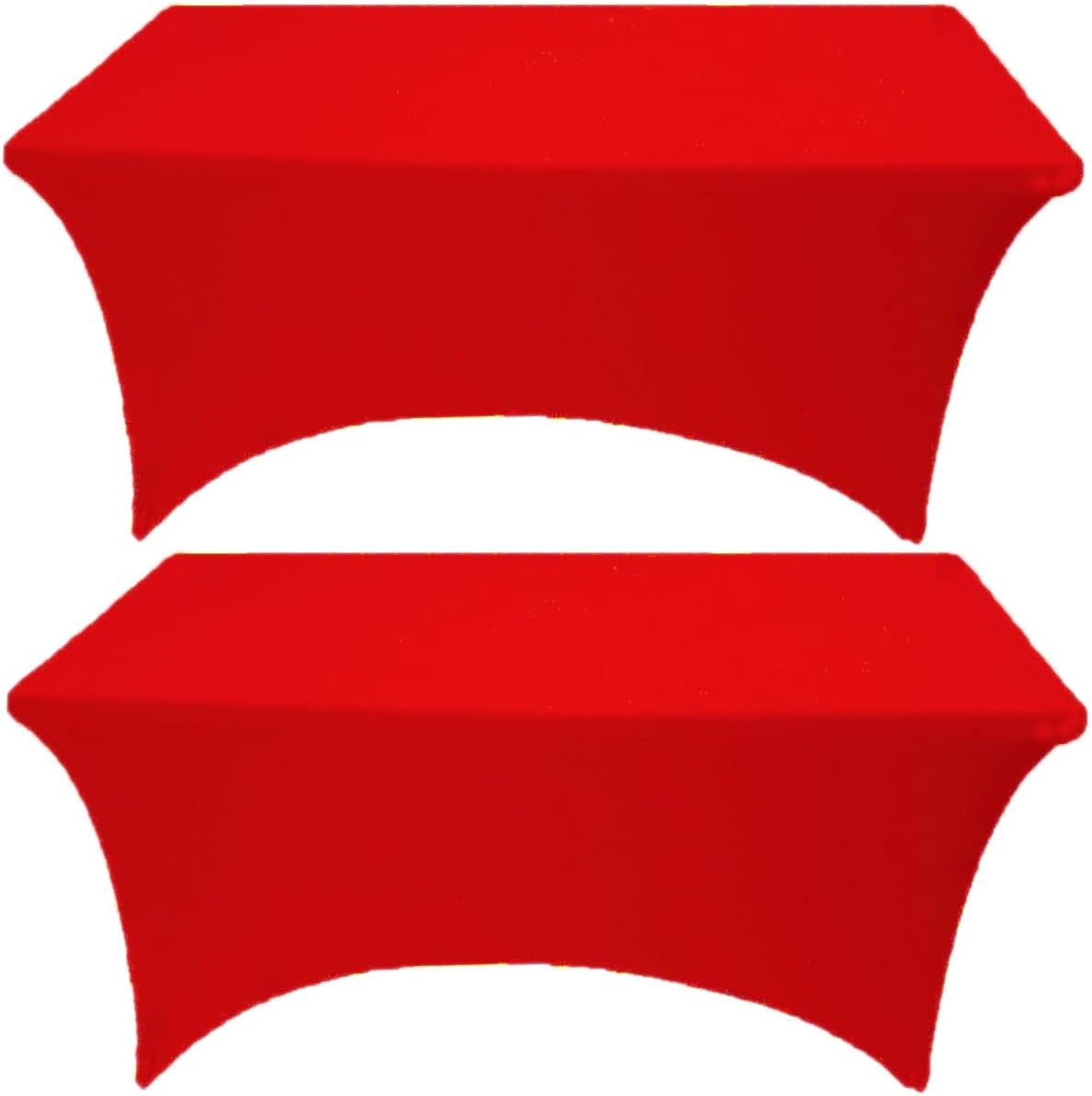 2 Pack 6FT Red Spandex Tablecloth Stretch Fitted Table Cover for Rectangular Tab...