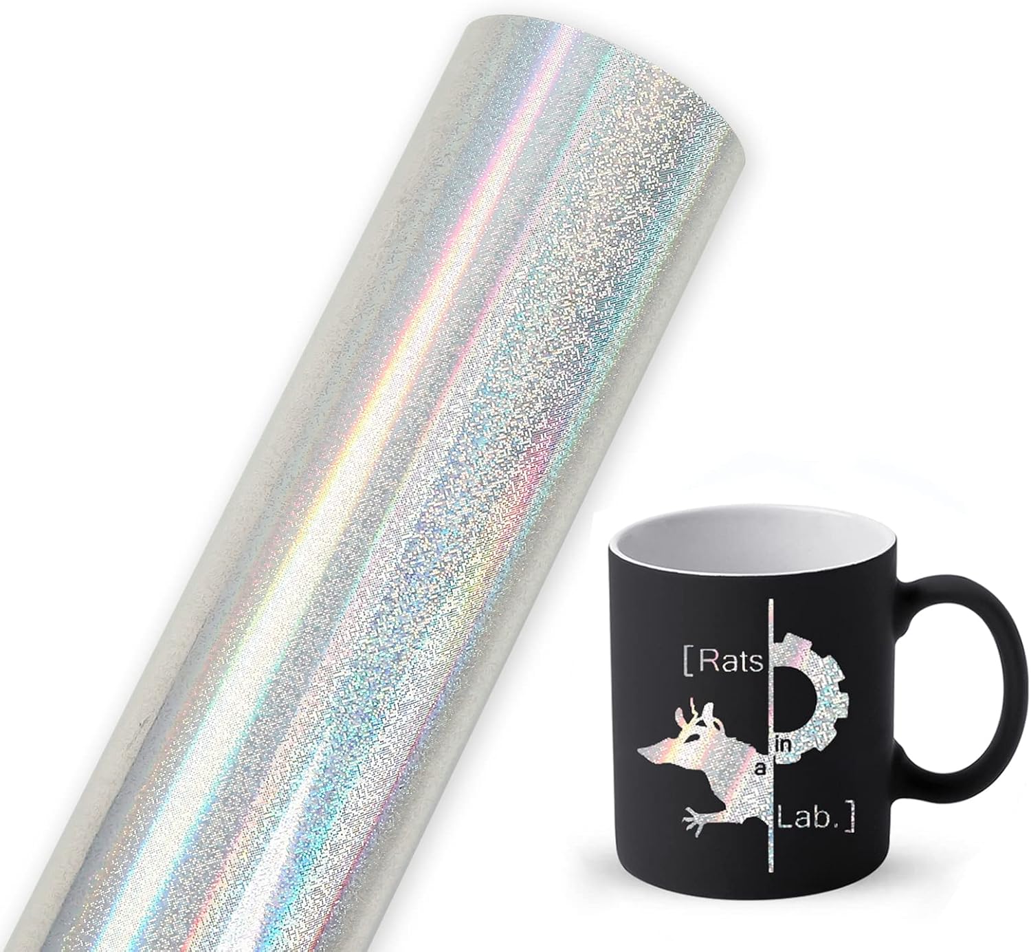 Prime Vinyl Silver Holographic Glitter Vinyl Roll, Permanent Vinyl for Cricut, 1...