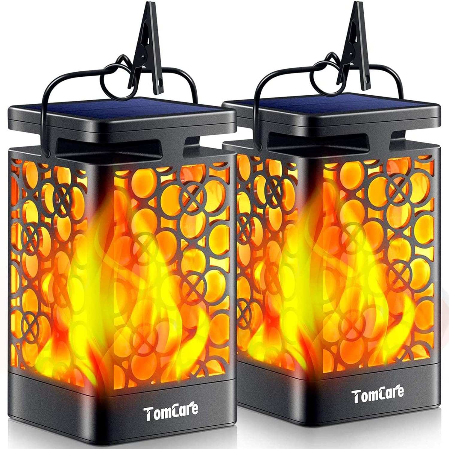 TomCare Solar Lights Outdoor Upgraded Solar Lantern Flickering Flame Outdoor Wat...