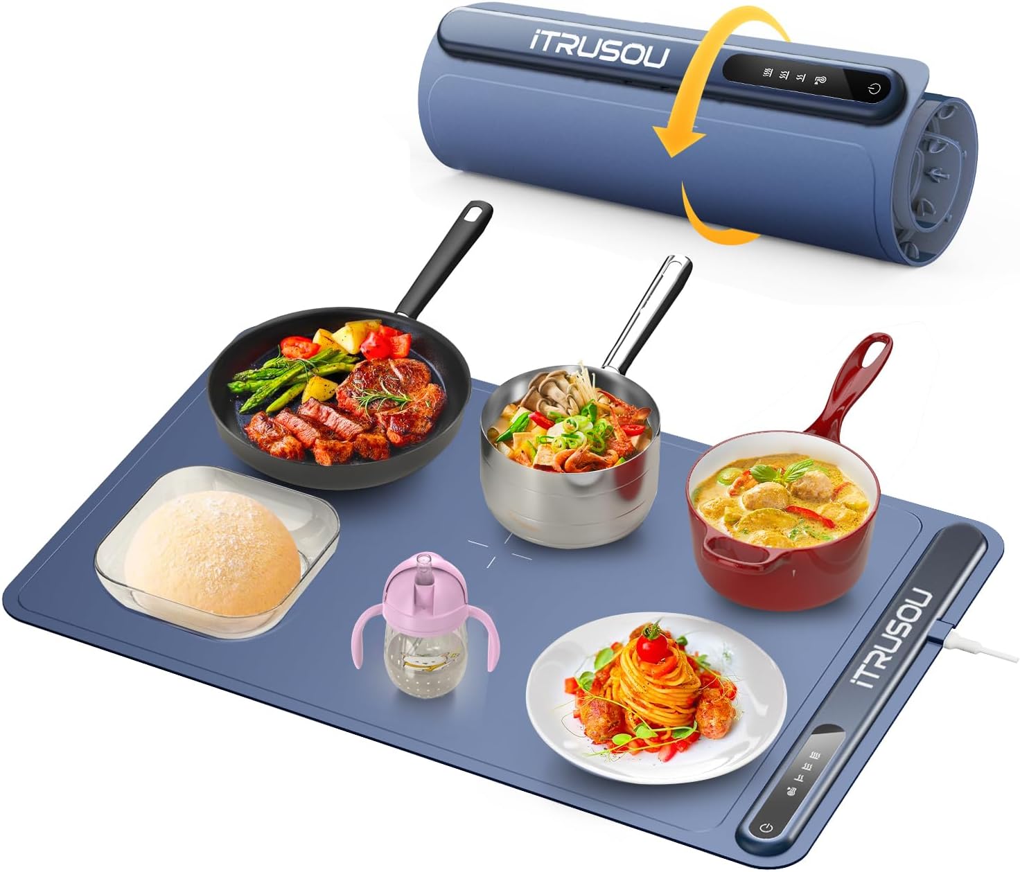 Electric Warming Tray - Full Surface Heating,Rollable & Portable,Premium Silicon...