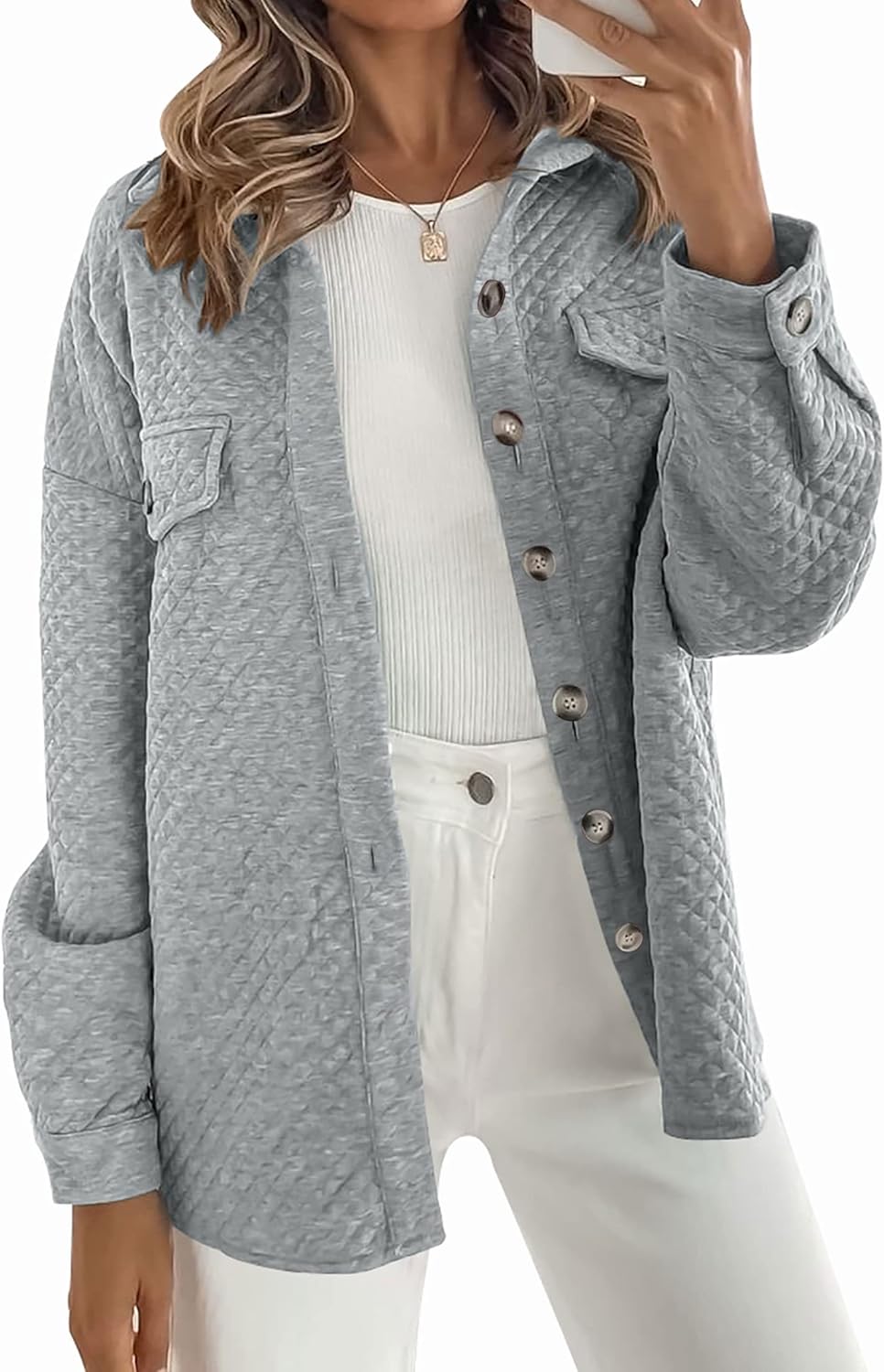 Casual ZESICA Women's Shacket, Special Long Sleeve Button Down Outerwear, Stylis...