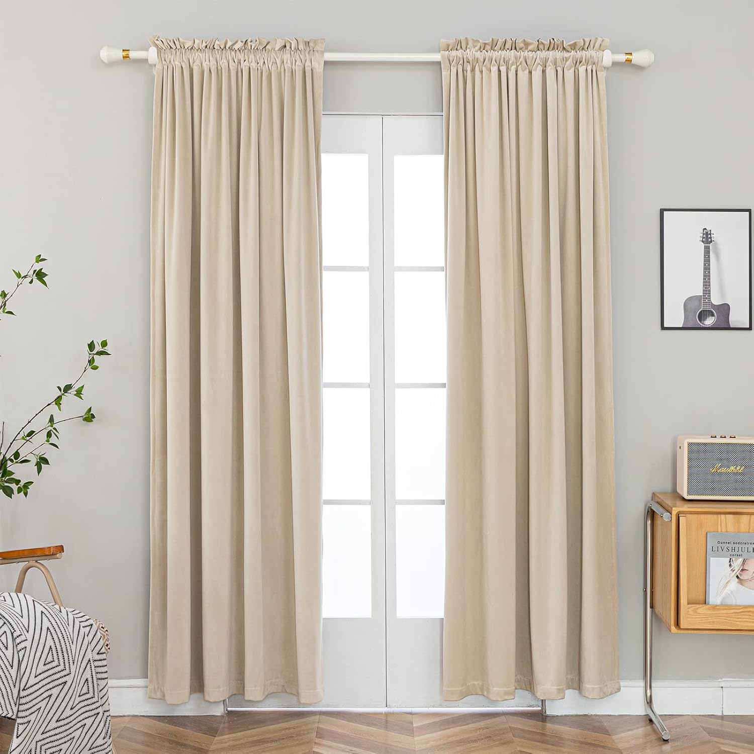 PLEASANT BOULEVARD Velvet Curtains, Special Heavy Blackout Window Drapes with Ro...