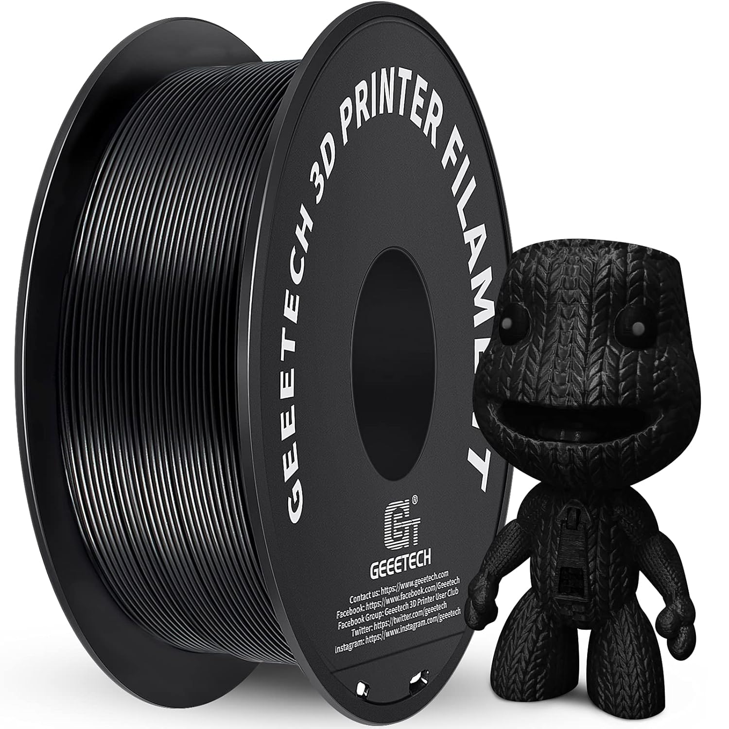PLA Filament 1.75mm Black, GEEETECH New 3D Printing Filament PLA for 3D Printer...
