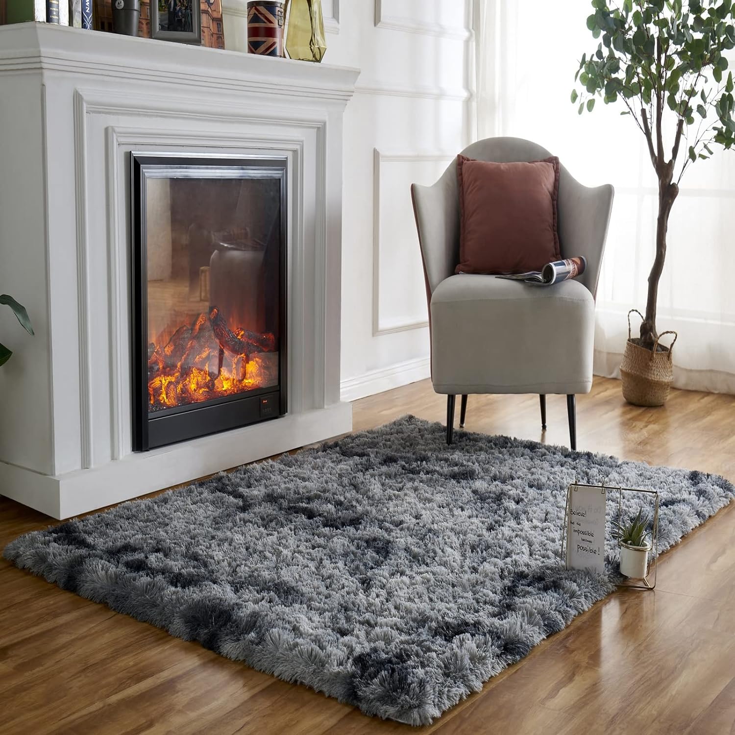 Obundi Furry Large Rug for Bedroom, Anti-Slip Carpet, Fuzzy Bedside Rug, Soft Be...