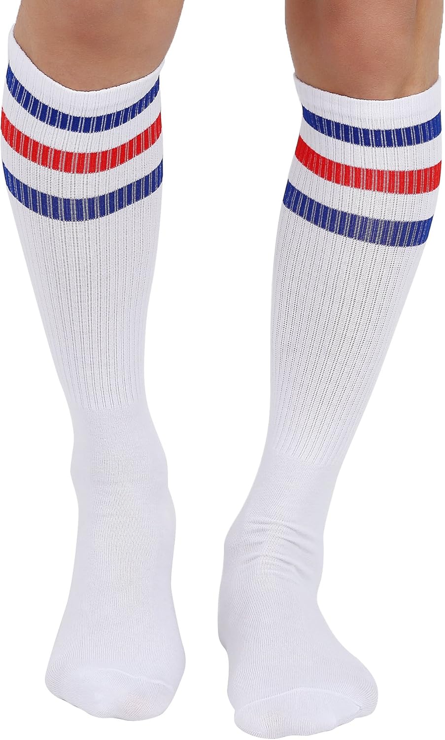 Joulli White Knee High Tube Socks, Special Socks in Pairs, Unique One Size White...