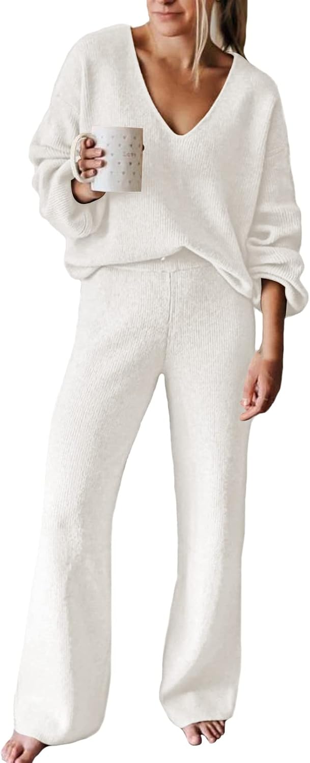 Viottiset Women's Outfits, Special 2 Piece Casual Outfit, Innovative V Neck Knit...