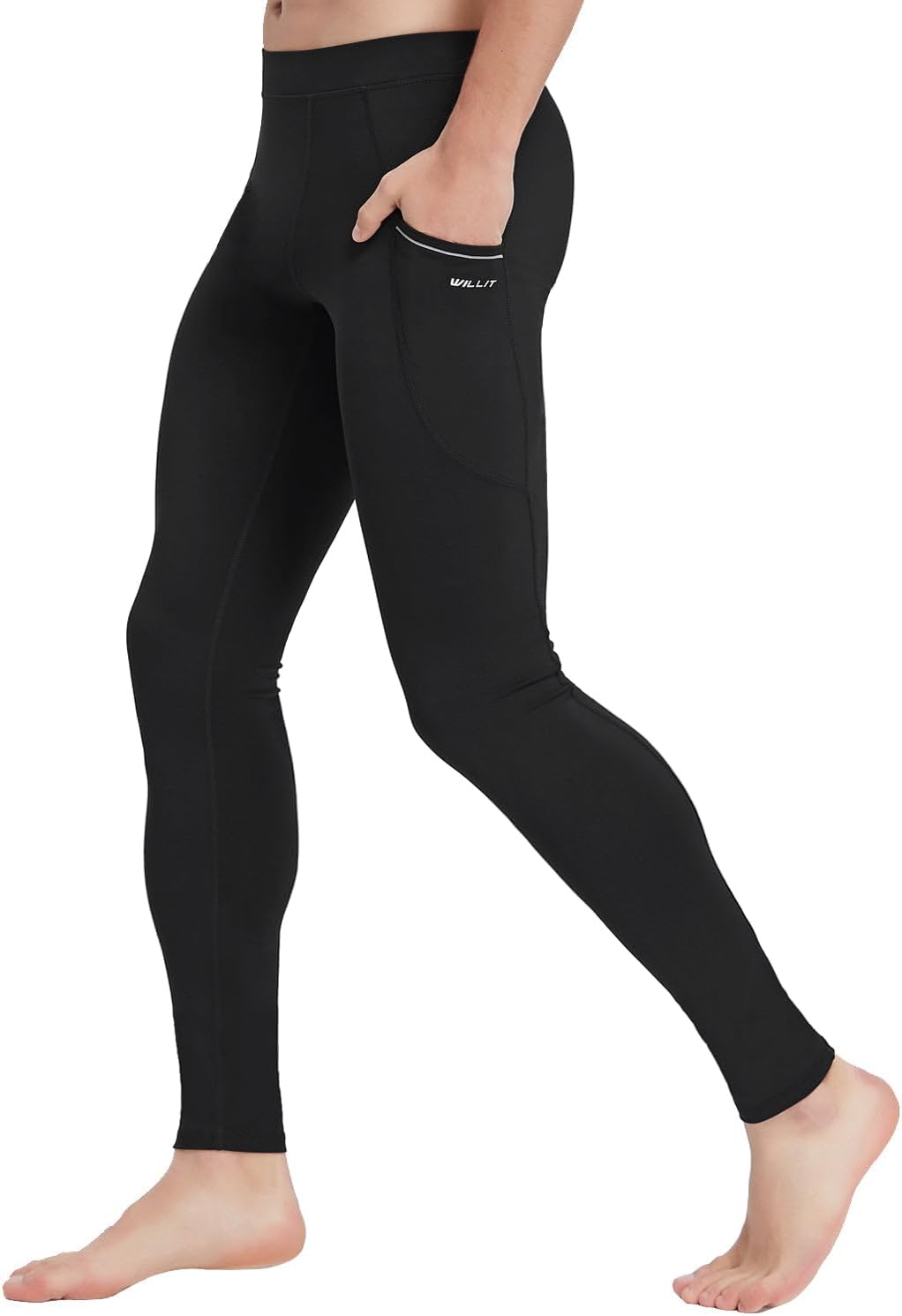 Willit Men's Active Yoga Leggings Pants, Special Workout Tights with Pockets, Un...