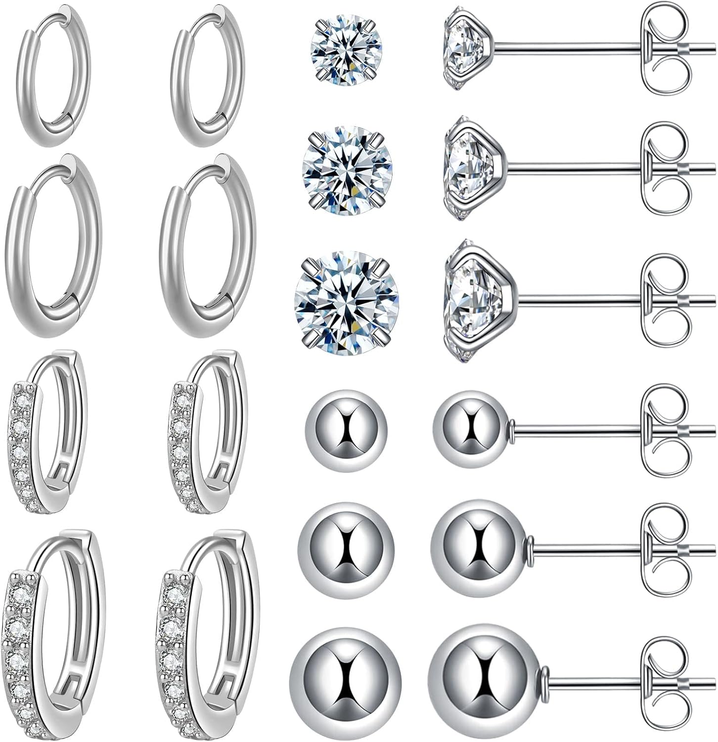 Surgical Steel Earrings Sets for Multiple Piercing Lightweight Small Huggie Hoop...