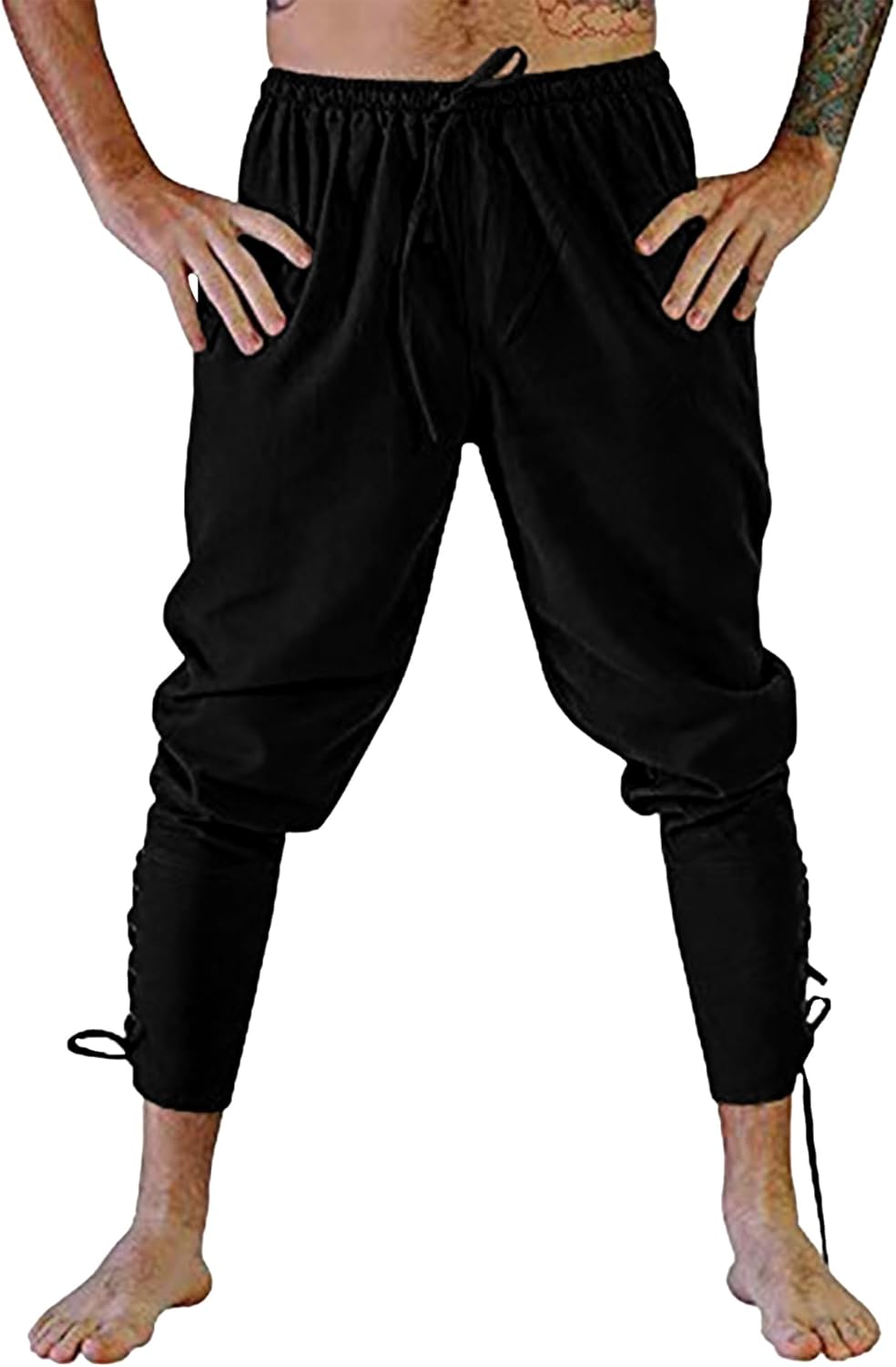 YAOHUOLE Men’s Medieval Trousers Cotton Linen Pirate Pants for Men Viking Renais...