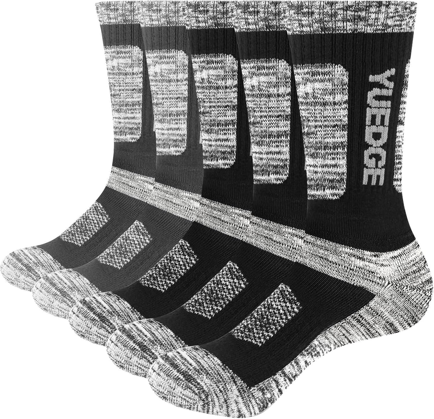 YUEDGE Men's 5 Pairs Wicking Breathable Cushion Comfortable Casual Crew Socks Mu...