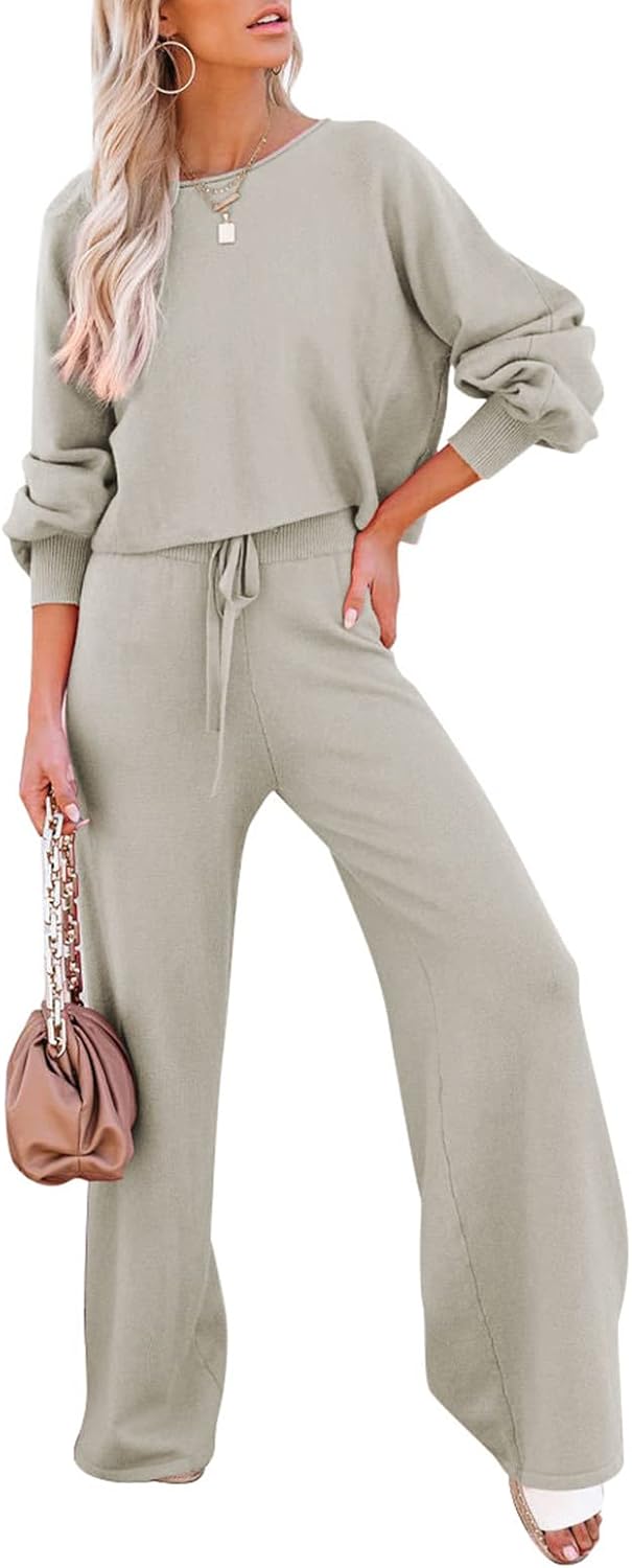 Pink Queen Women's 2 Piece Outfit, Special Sweater Set for Long Sleeve Crop Knit...