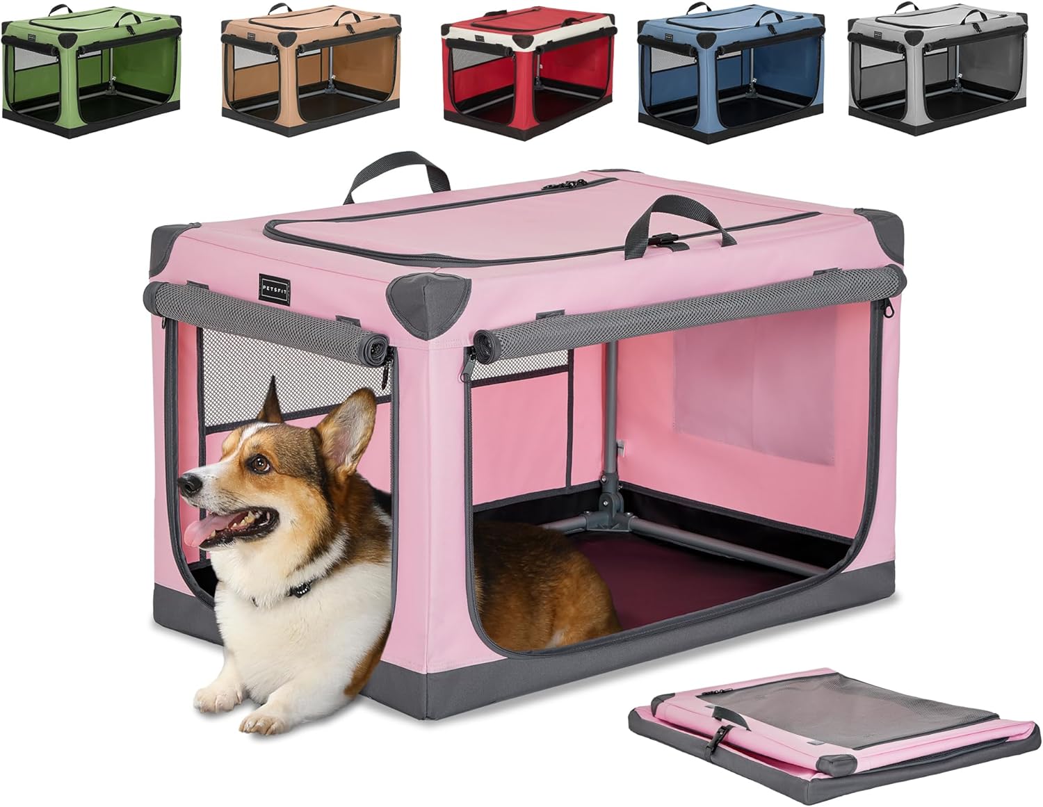 Petsfit Portable Dog Crate, Special Adjustable Fabric Cover by Spiral Iron Pipe,...