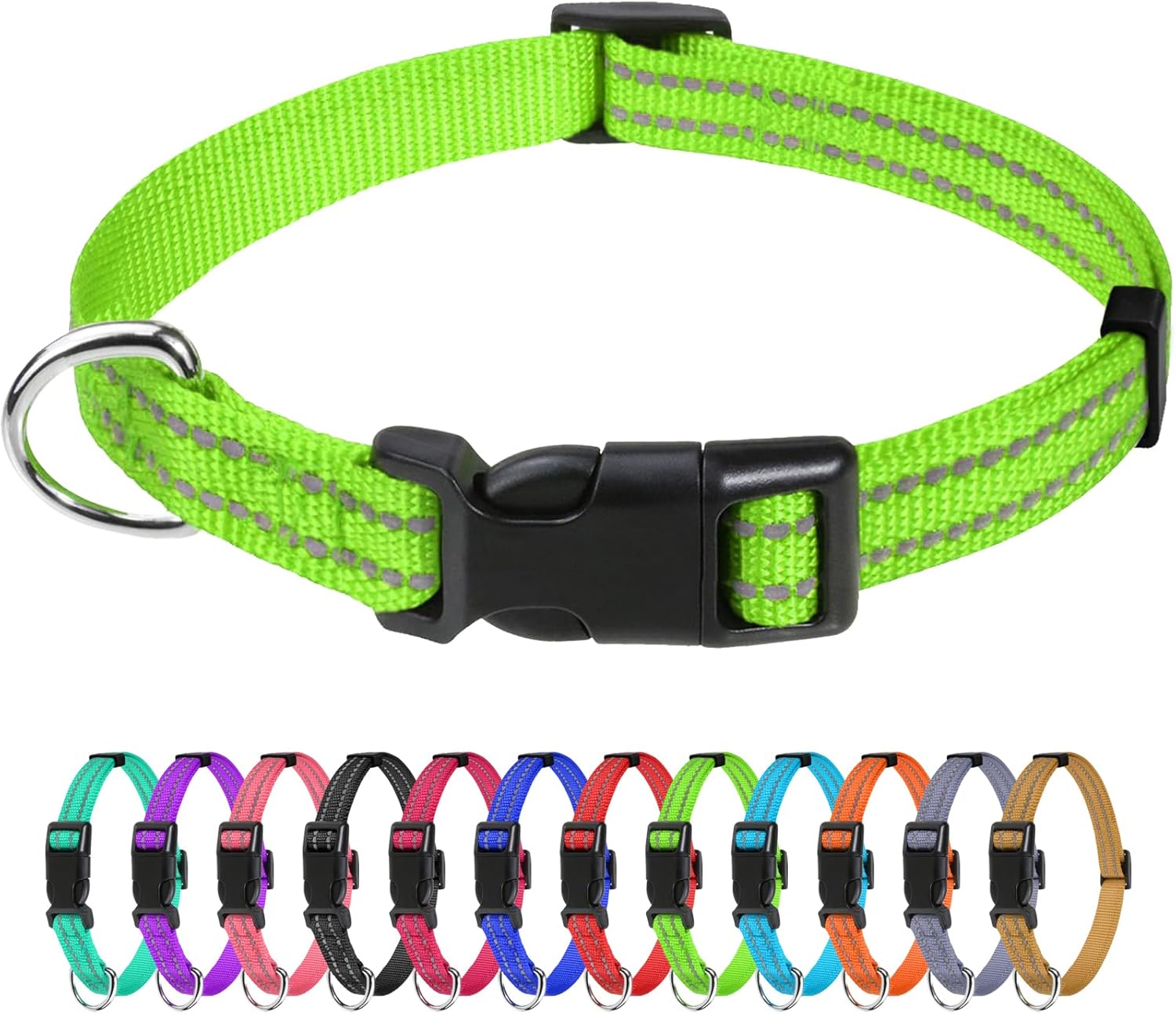 TagMe Reflective Nylon Dog Collars, Adjustable Classic Dog Collar with Quick Rel...