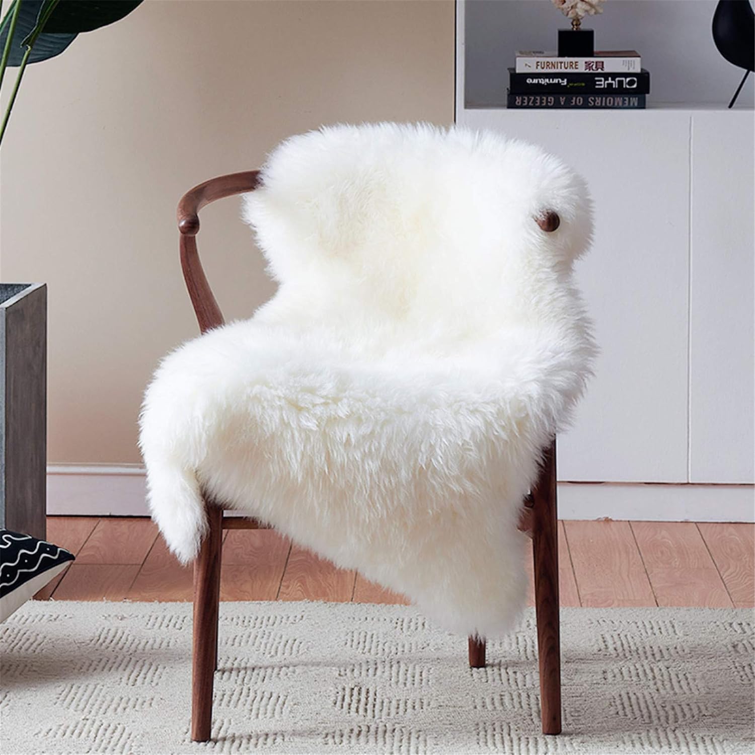 duduta Small White Faux Sheepskin Throw Rug 2x3 ft, Fluffy Shag Fur Chair Cover...