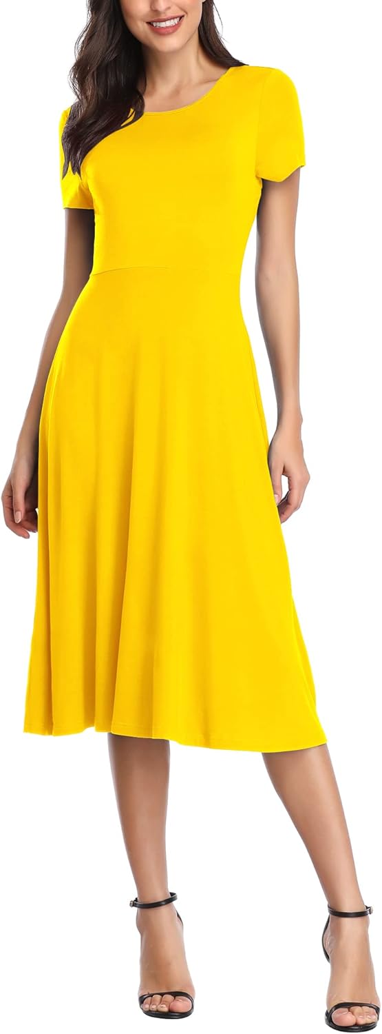 Urban CoCo Women's Dress, Unique Vintage Short Sleeve Dress, Special High Waist...