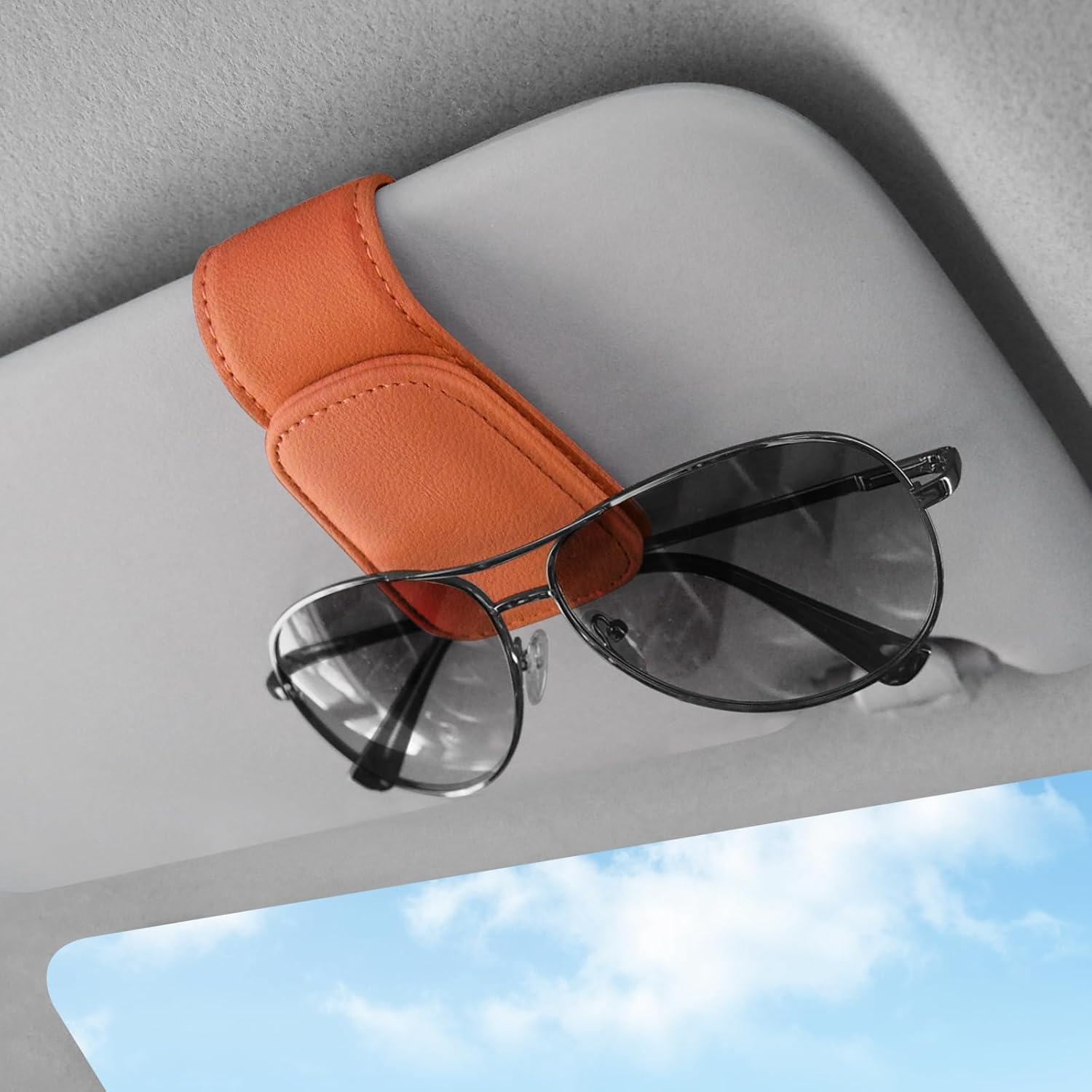 Sunglasses Holders for Car Visor,Car Magnetic Glasses Holder Leather Sunglasses...