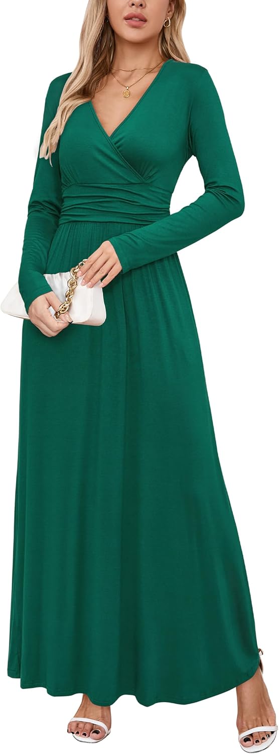 OUGES Women's Dress, Unique Long/Short Sleeve and V-Neck Wrap Design, Innovative...