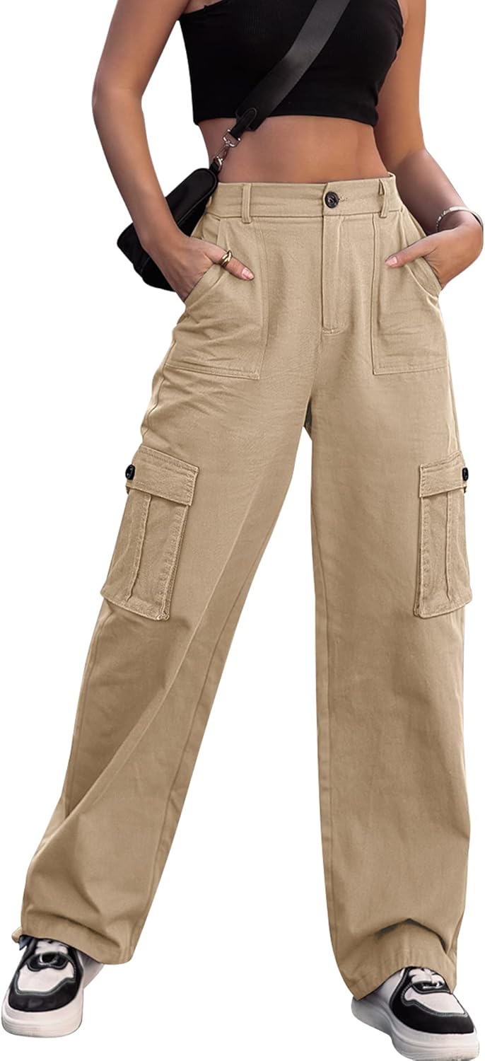 Breampot Womens Cargo Trousers High Waist Hiking Walking Combat Pants Casual Wor...