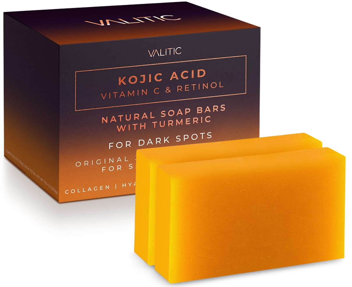 VALITIC Kojic Acid Vitamin C and Retinol Soap Bars with Turmeric for Dark Spot -...