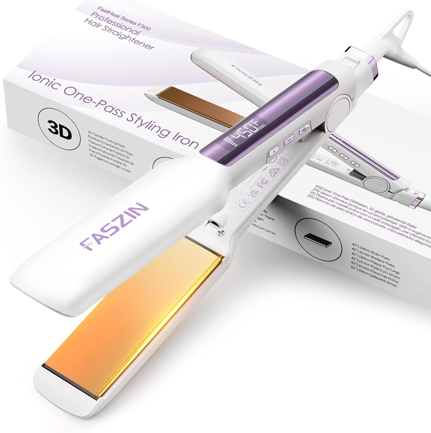 Professional Hair Straightener, 1.65inch Wide-Plate, Titanium Negative Ion Flat...