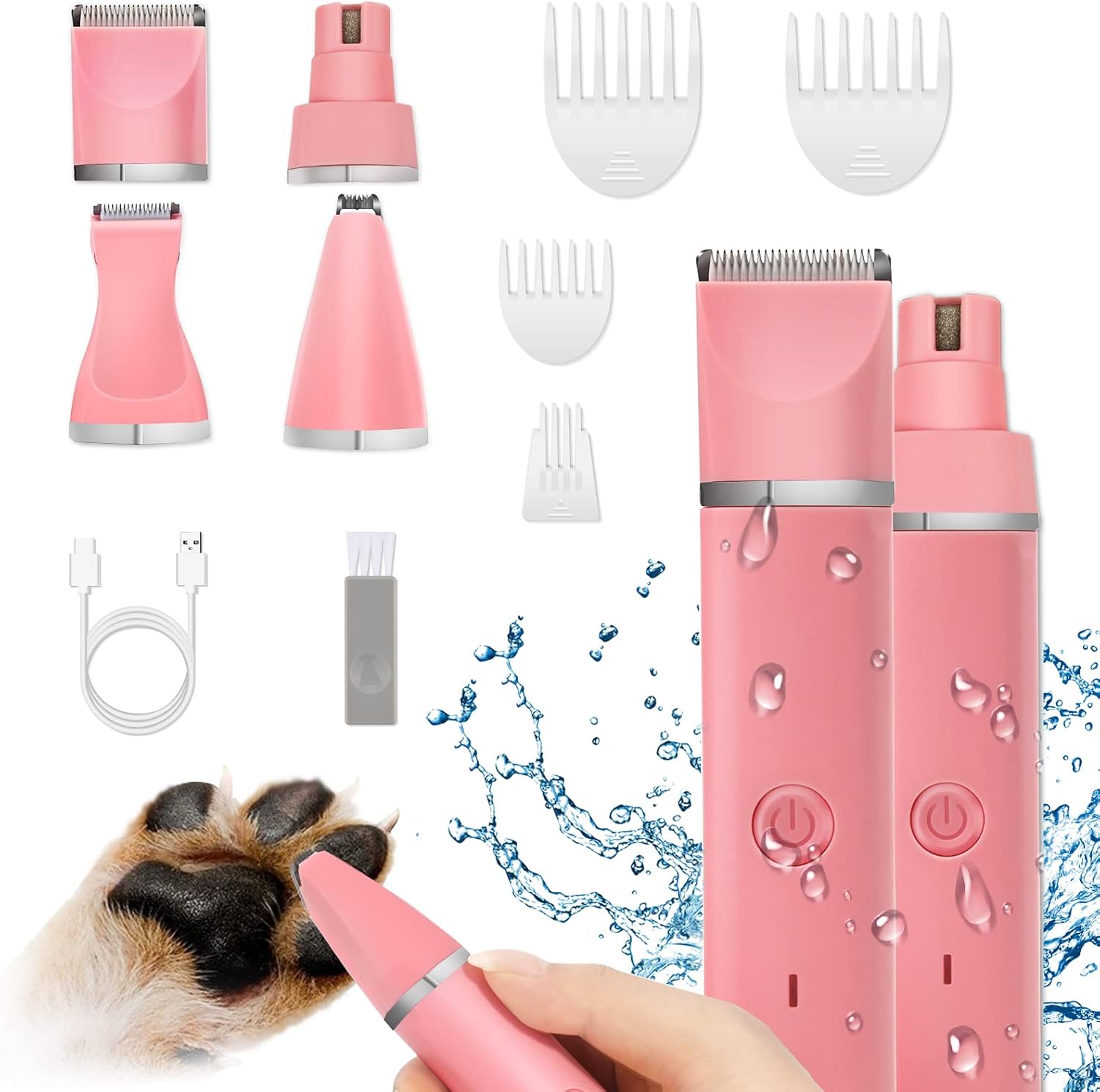 Dog Grooming Clippers Kit-Electric Rechargeable Cat Trimmer Tools-Cordless Quiet...