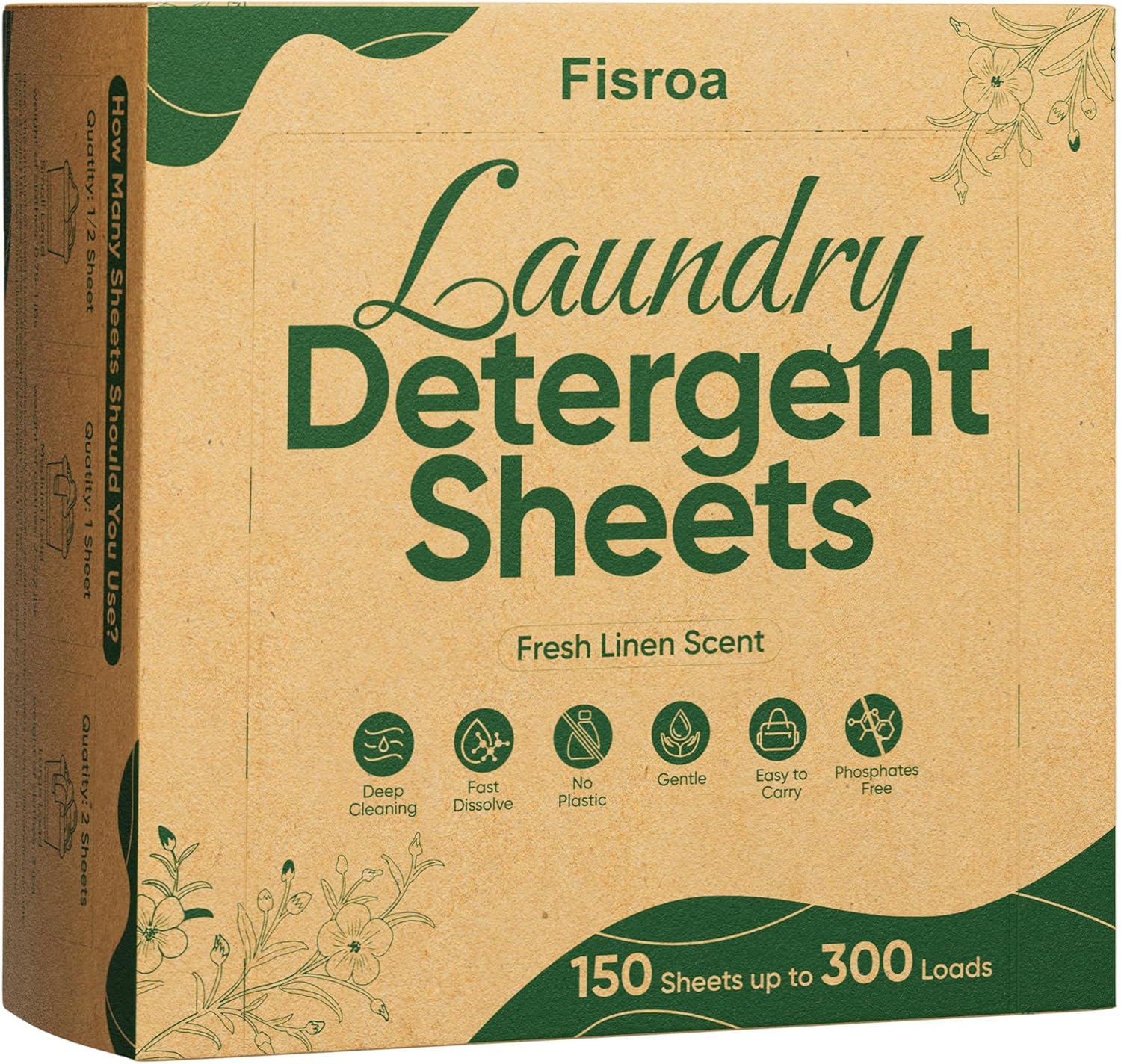 Travel Laundry Detergent Sheets Fisroa 300 Loads E...