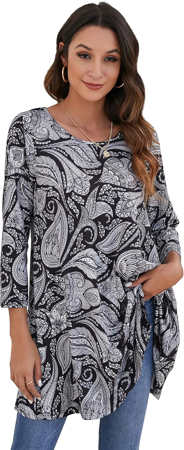 Enmain Womens Casual Tunic Tops Long Sleeve Ladies Longline Tunic Blouse Shirts...