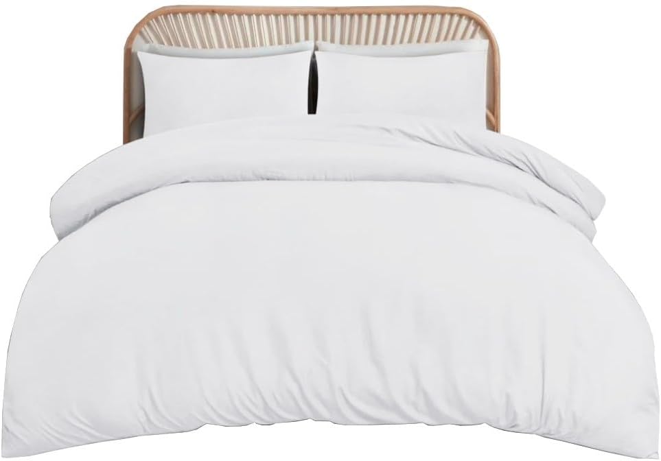 funky gadgets King Size Duvet Cover Sets White - Soft Brushed Microfiber Plain D...