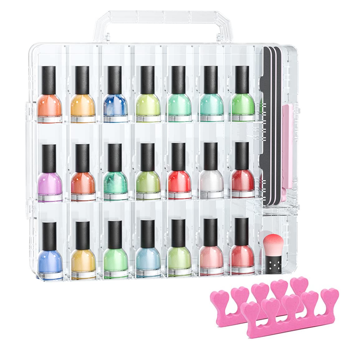 JIASHENG Nail Polish Organizer Case for 48 Bottles, Gel Nail Polish Storage Hold...
