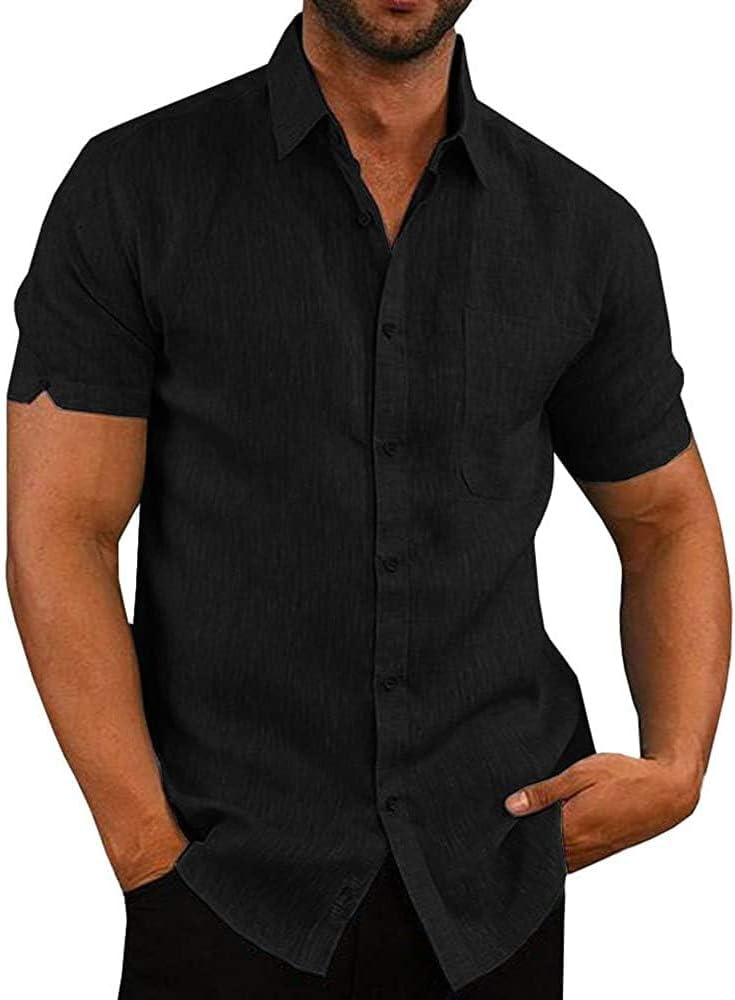Men's Linen Shirts, Special Button Down Short Sleeve Shirts, Innovative Summer C...