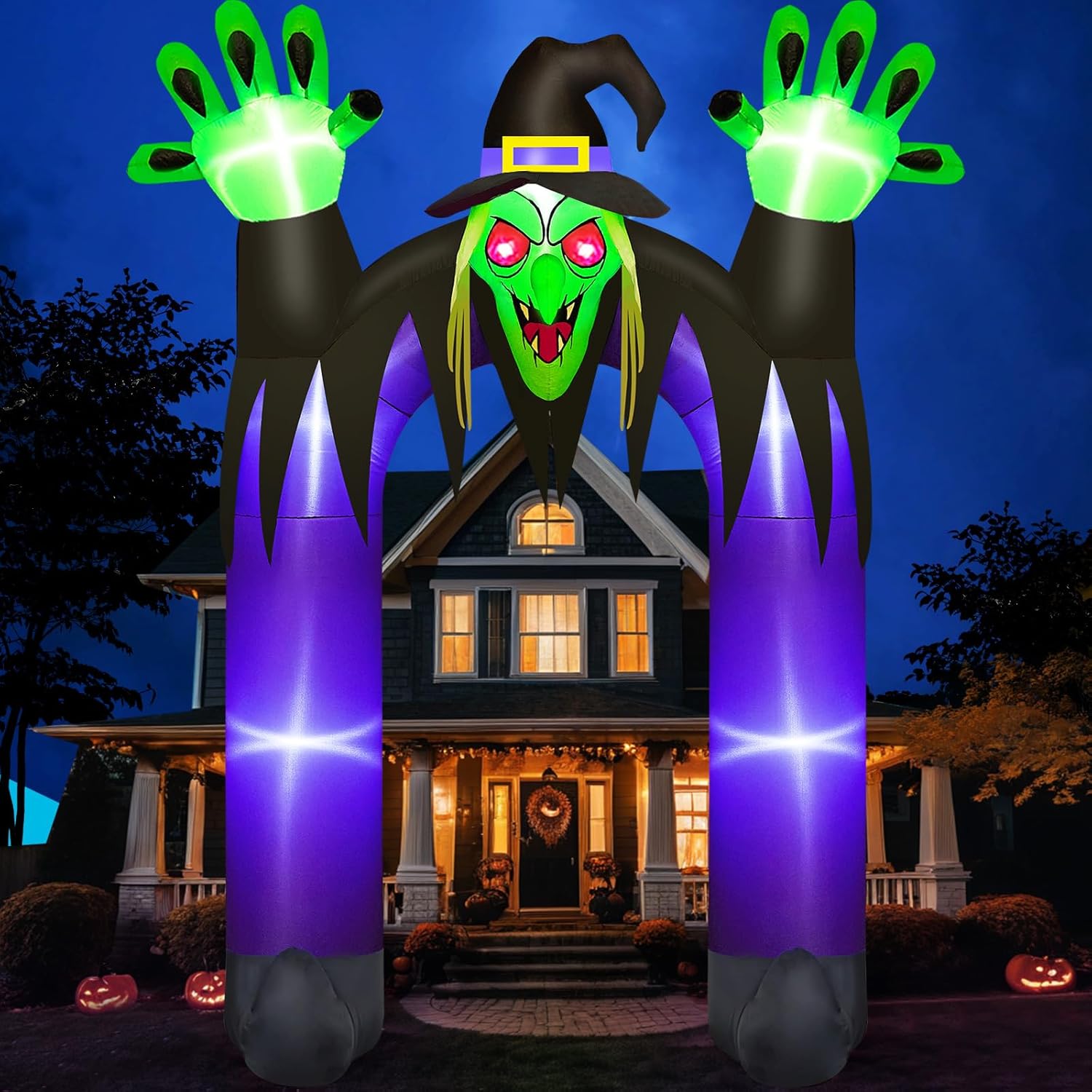Danxilu 10 FT Tall Halloween Inflatables Witch Archway Outdoor Decorations, Scar...