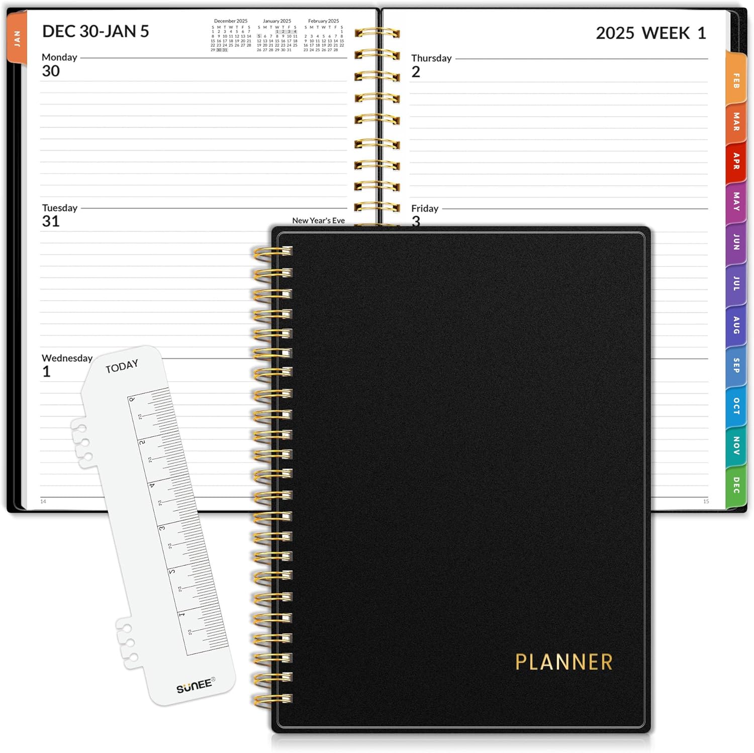 SUNEE 2025 Weekly and Monthly Planner - from January 2025 - December 2025, 6.4"...