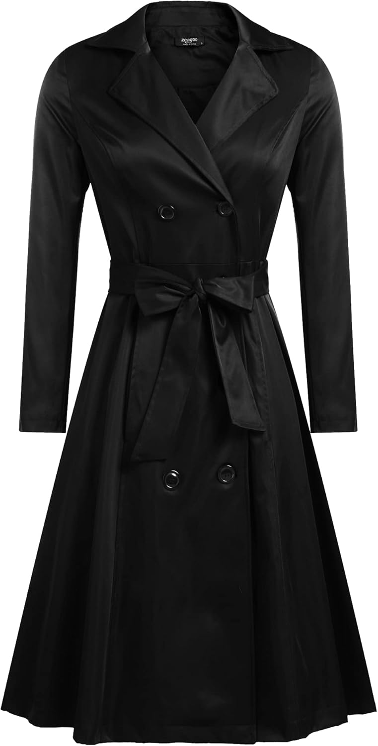 Zeagoo Women's Trench Coat, Special Double-Breasted Long Coat with Belt, Unique...